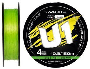 Шнур Favorite U1 PE 4x 150m (light green) #0.3/0.094mm 70393 фото