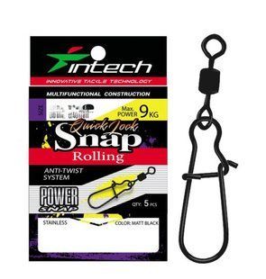 Застібка Intech з вертлюгом Quick lock Snap Matt black #0 61529 фото