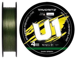 Шнур Favorite U1 PE 4x 150m (dark green) #0.3/0.094mm 70401 фото